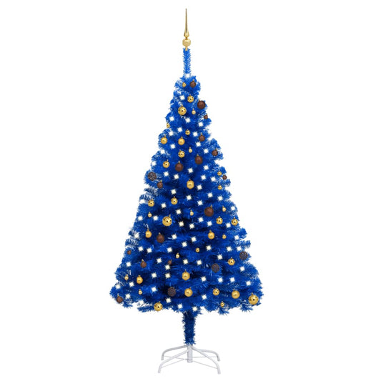 Künstlicher Weihnachtsbaum Beleuchtung & Kugeln Blau 240 cm