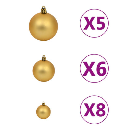 Künstlicher Weihnachtsbaum Beleuchtung & Kugeln Gold 120 cm PET