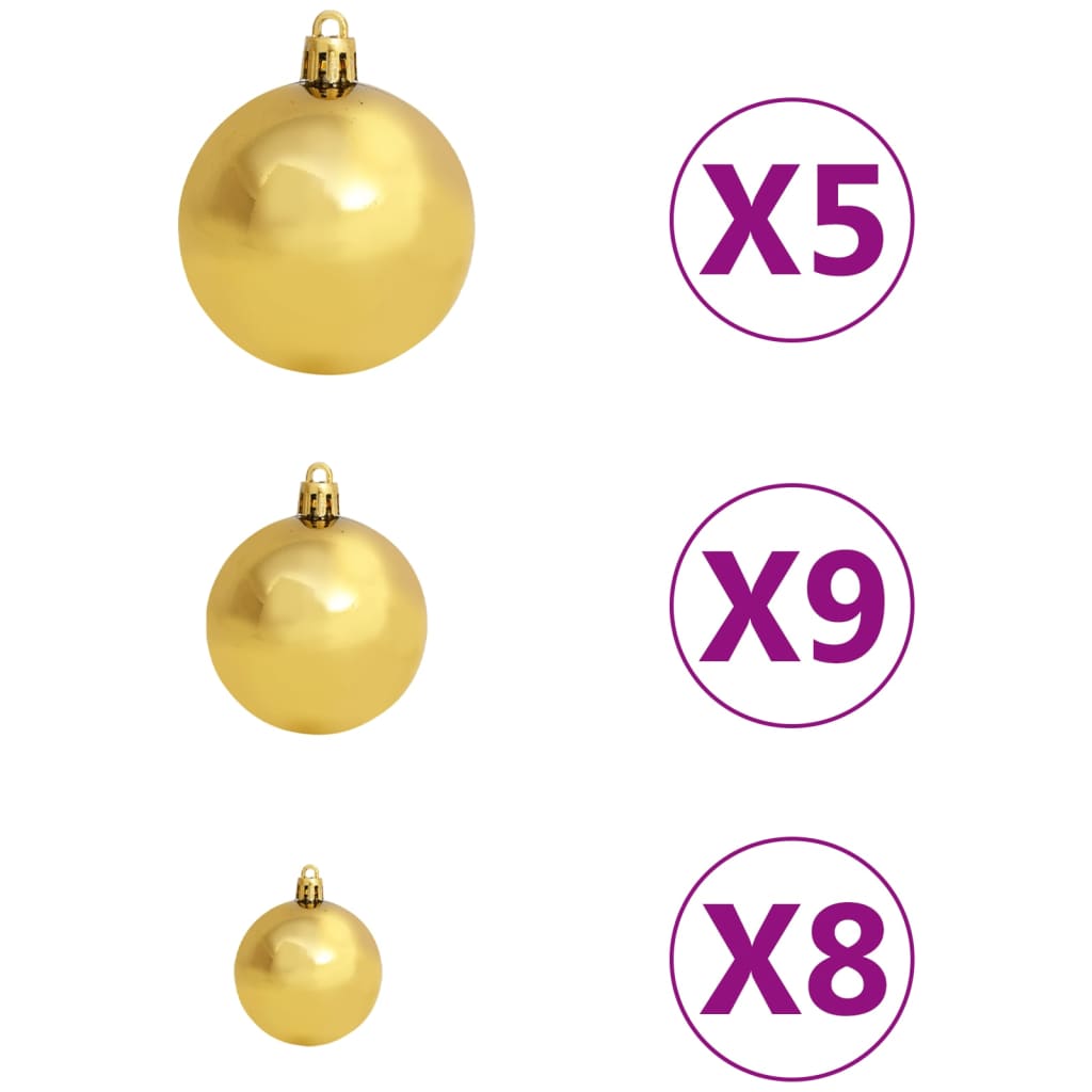 Künstlicher Weihnachtsbaum Beleuchtung & Kugeln Gold 120 cm PET