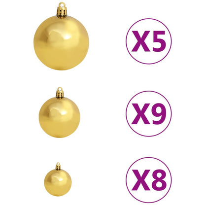 Künstlicher Weihnachtsbaum Beleuchtung & Kugeln Gold 120 cm PET