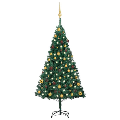 Künstlicher Weihnachtsbaum mit Beleuchtung & Kugeln Grün 150 cm