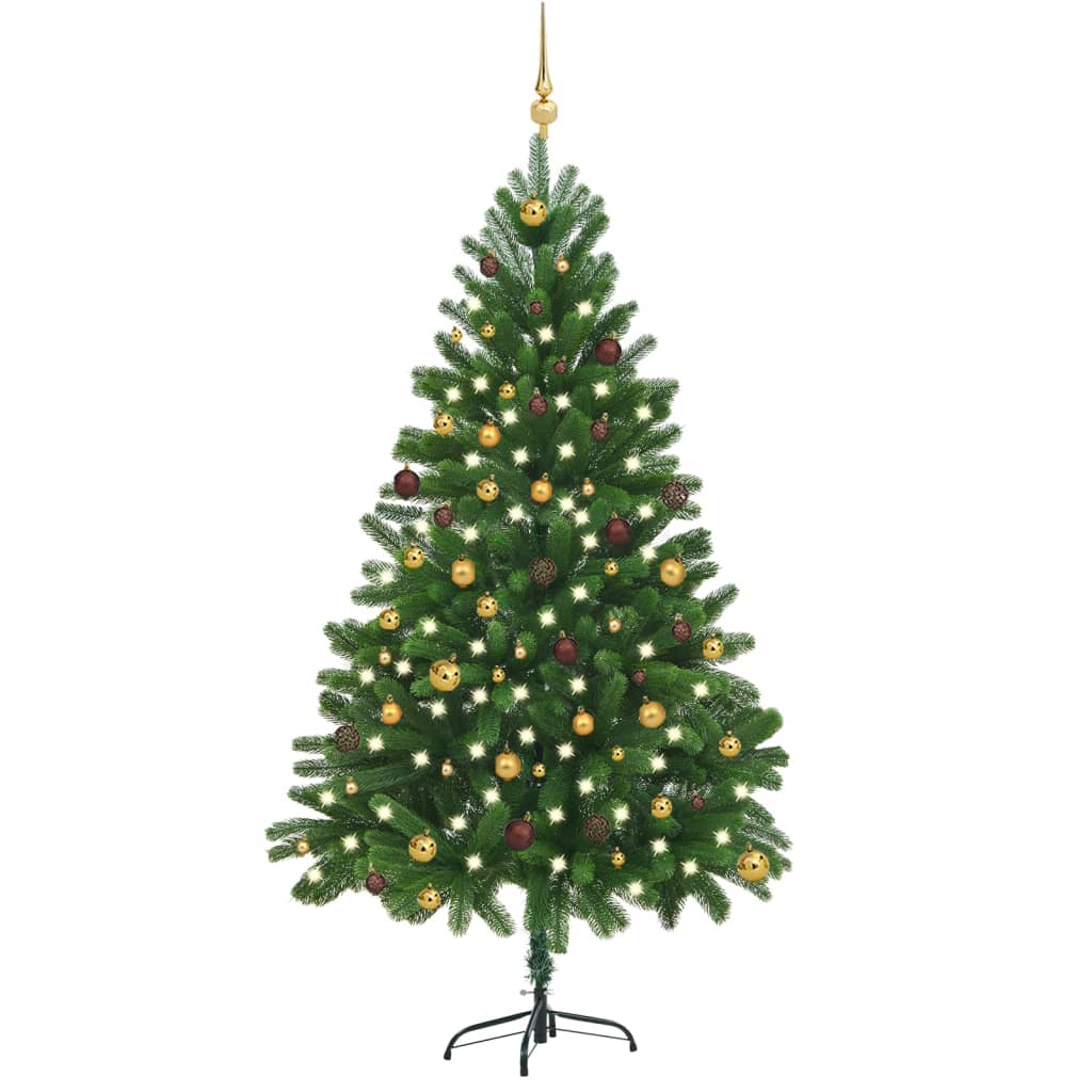 Künstlicher Weihnachtsbaum Beleuchtung & Kugeln 210 cm Grün