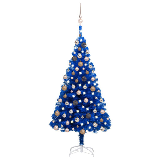 Künstlicher Weihnachtsbaum Beleuchtung & Kugeln Blau 150 cm