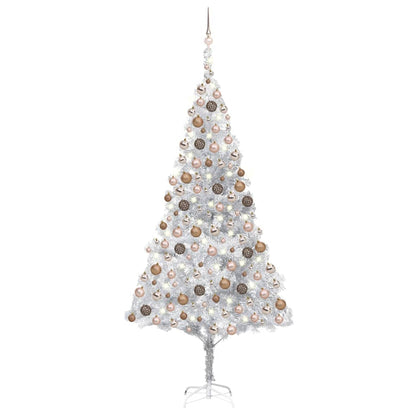 Künstlicher Weihnachtsbaum Beleuchtung & Kugeln Silber 210 cm