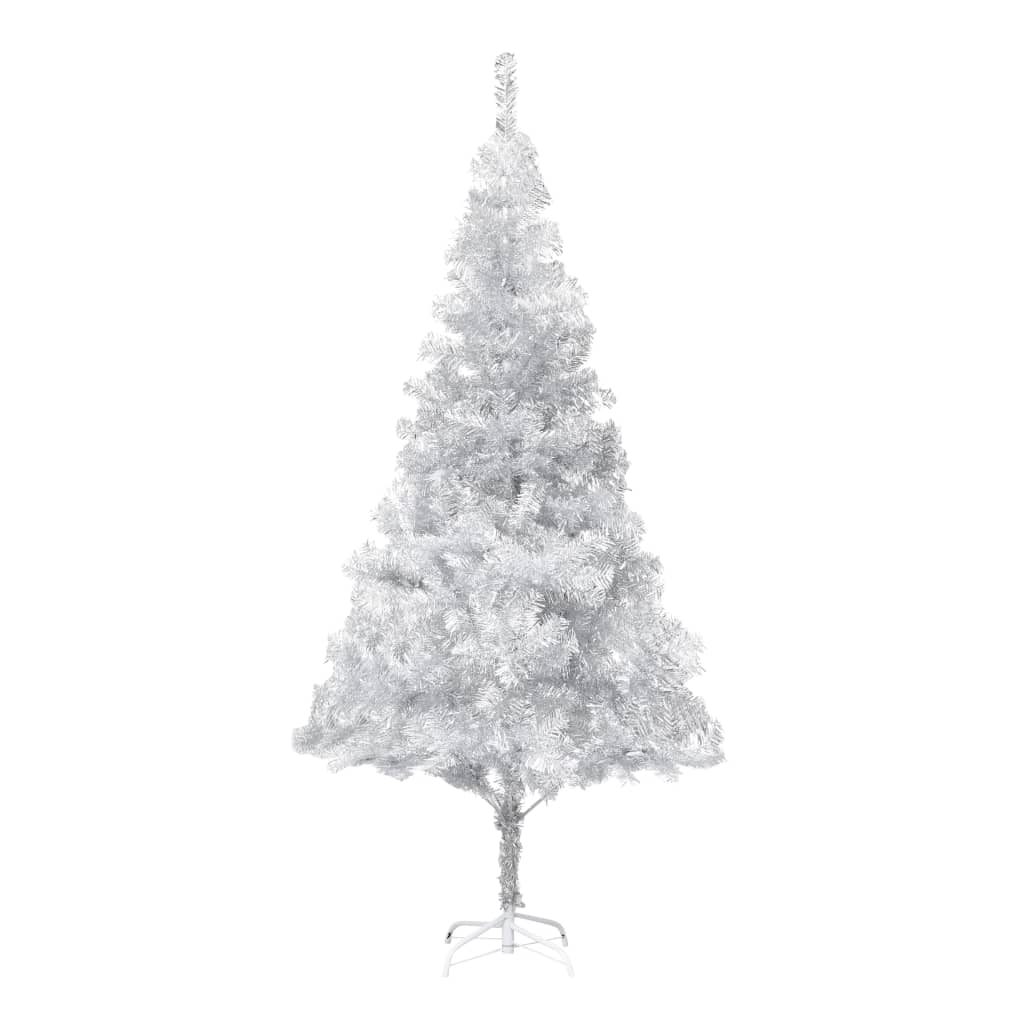 Künstlicher Weihnachtsbaum Beleuchtung & Kugeln Silber 210 cm