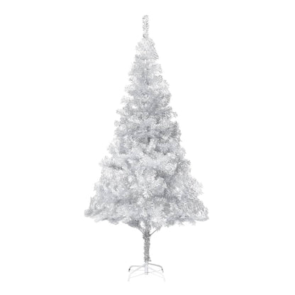 Künstlicher Weihnachtsbaum Beleuchtung & Kugeln Silber 210 cm