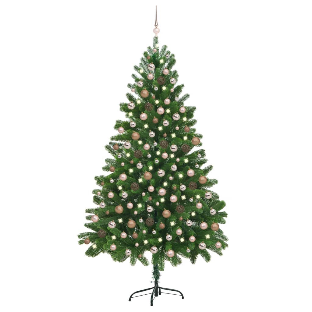 Künstlicher Weihnachtsbaum Beleuchtung & Kugeln 210 cm Grün