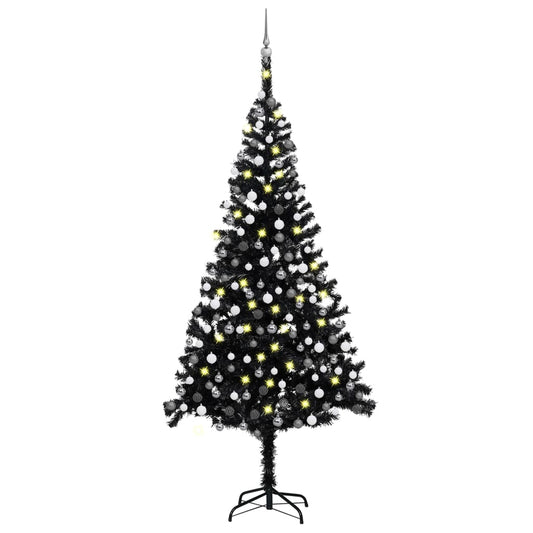 Künstlicher Weihnachtsbaum Beleuchtung & Kugeln Schwarz 240 cm