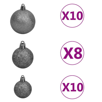 Künstlicher Weihnachtsbaum Beleuchtung & Kugeln Silber 210 cm