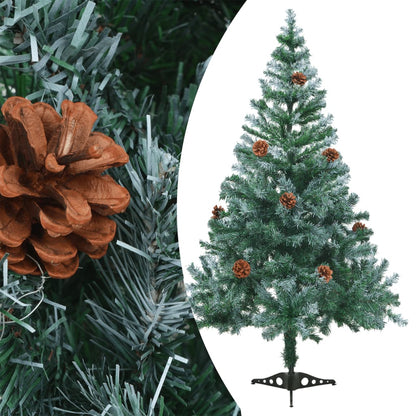 Weihnachtsbaum Gefrostet mit Beleuchtung Kugeln Zapfen 150 cm