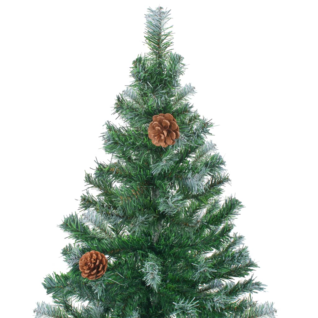 Weihnachtsbaum Gefrostet mit Beleuchtung Kugeln Zapfen 150 cm