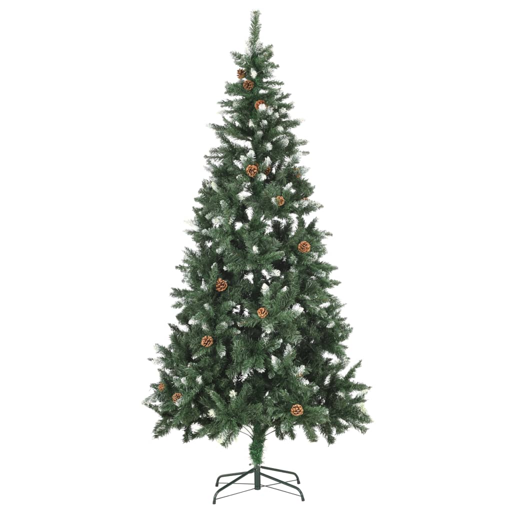 Weihnachtsbaum Gefrostet mit Beleuchtung & Zapfen 210 cm