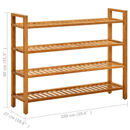 Schuhregal mit 4 Etagen 100x27x80 cm Massivholz Eiche