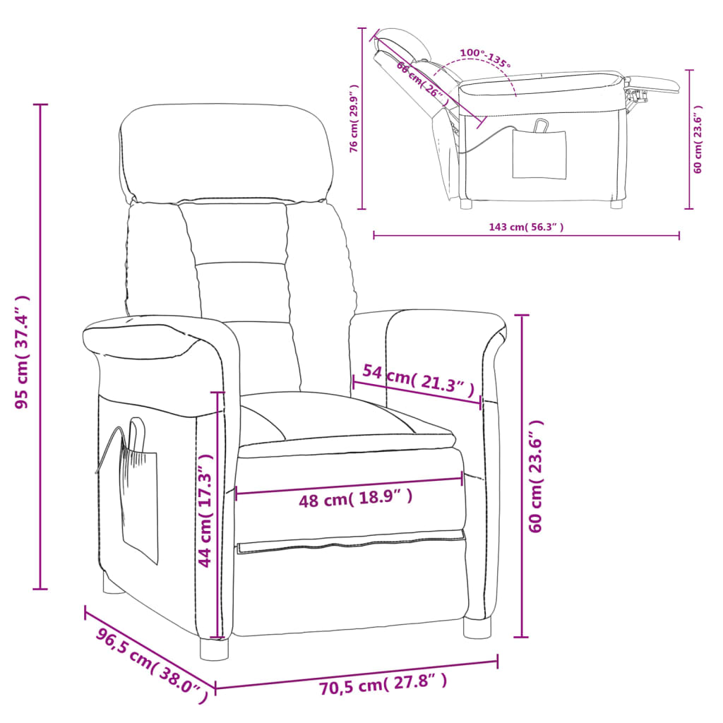 Elektrischer Relaxsessel Creme Wildleder-Optik