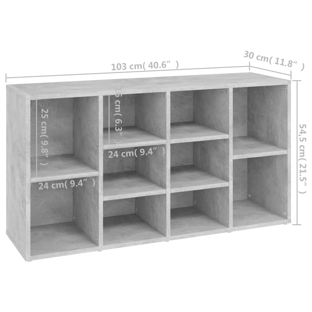 Schuhbank Betongrau 103x30x54,5 cm Holzwerkstoff