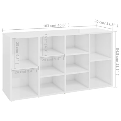 Schuhbank Hochglanz-Weiß 103x30x54,5 cm Holzwerkstoff