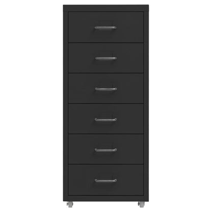 Aktenschrank mit Rollen Schwarz 28x41x69 cm Metall