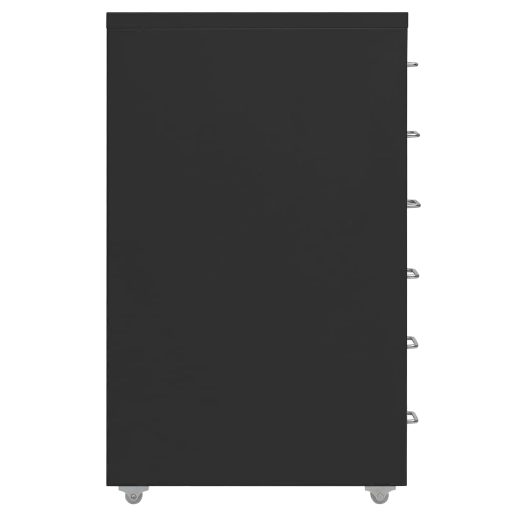 Aktenschrank mit Rollen Schwarz 28x41x69 cm Metall