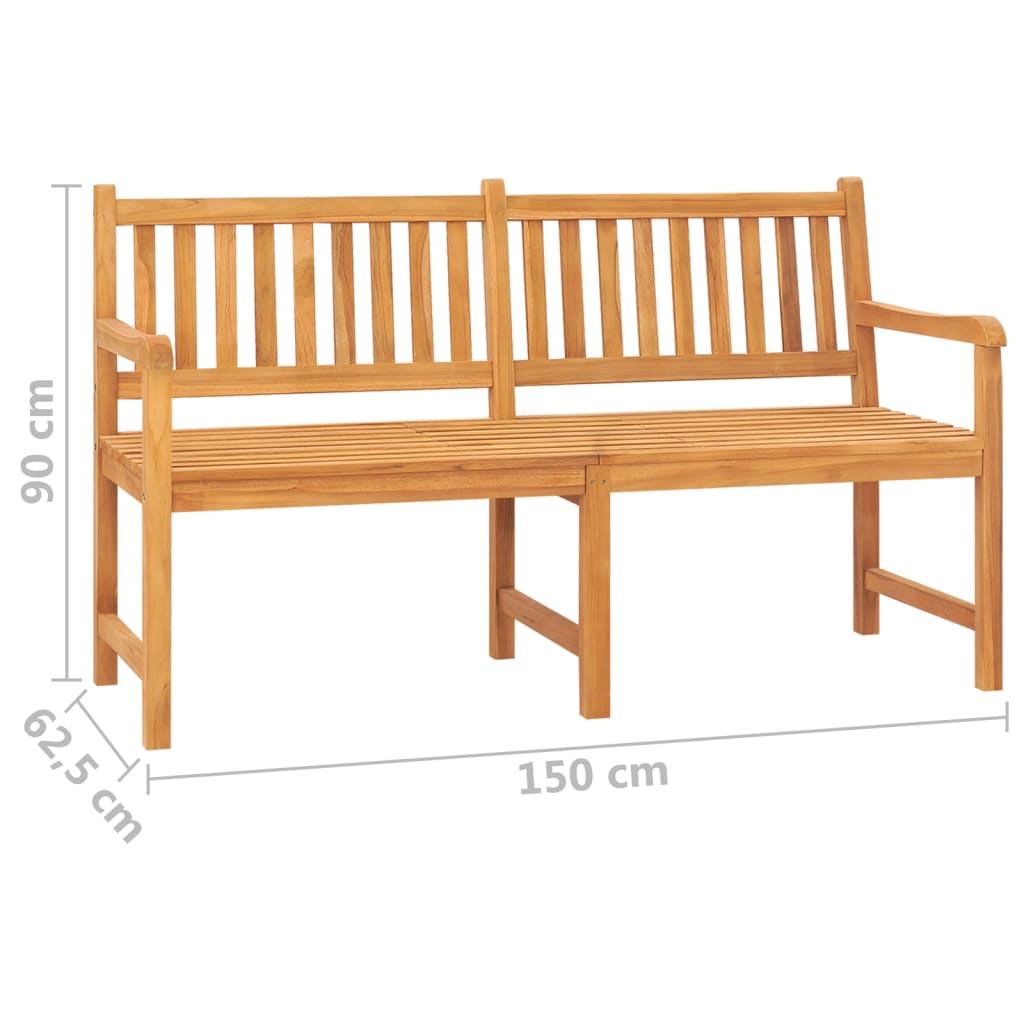 Gartenbank 3-Sitzer mit Tisch 150 cm Massivholz Teak