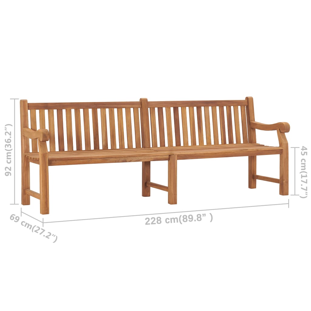 Gartenbank 228 cm Massivholz Teak