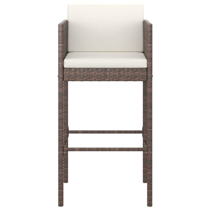 Barhocker 4 Stk. mit Kissen Braun Poly Rattan