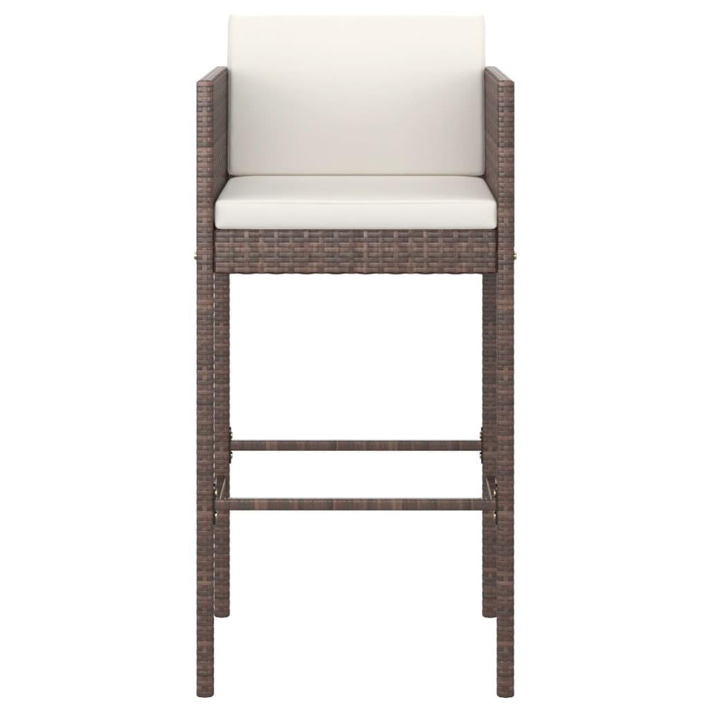 Barhocker 2 Stk. mit Kissen Braun Poly Rattan