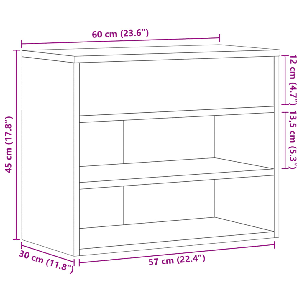 Schuhbank Schwarz 60x30x45 cm Holzwerkstoff