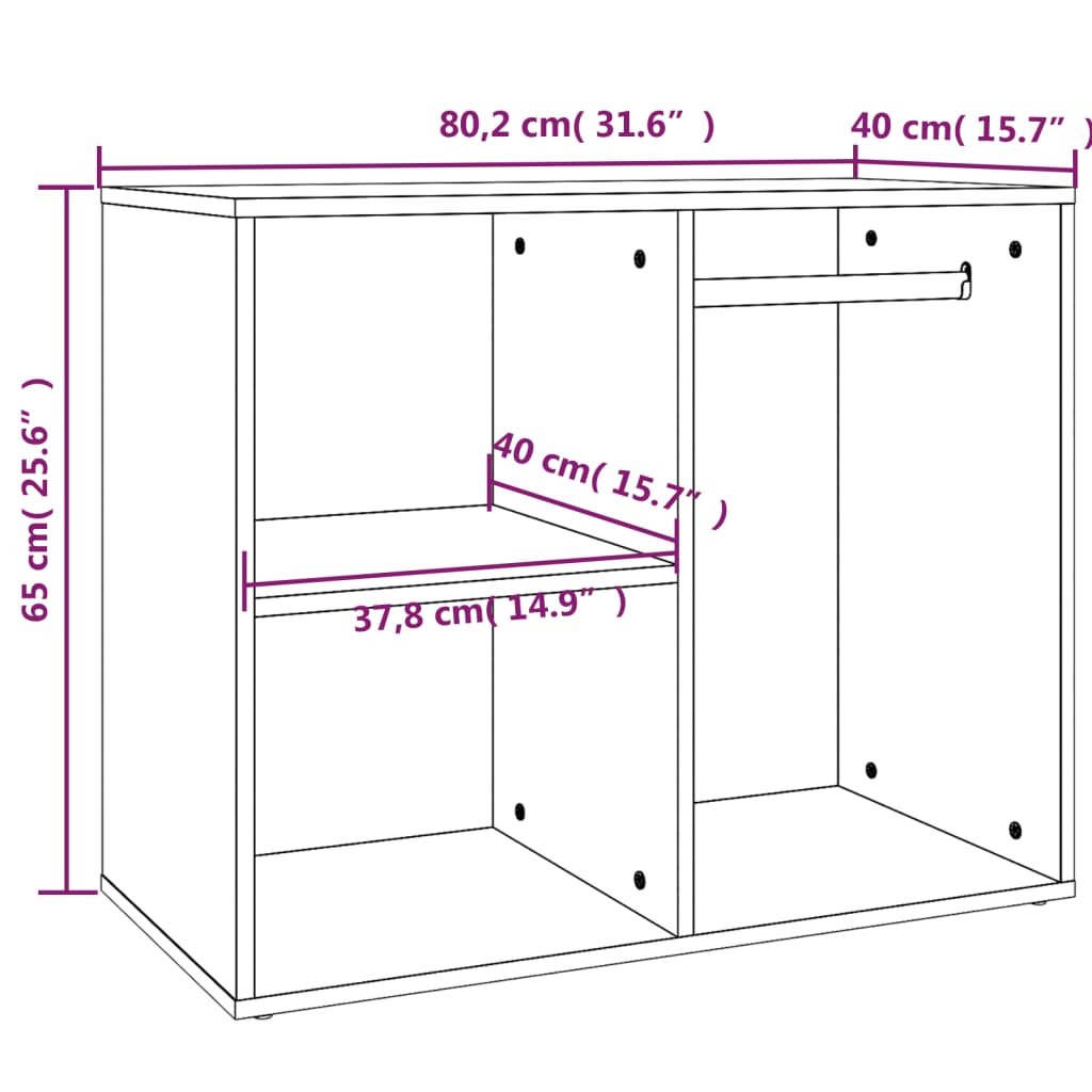 Regal für Schminktisch Weiß 80x40x65 cm Holzwerkstoff