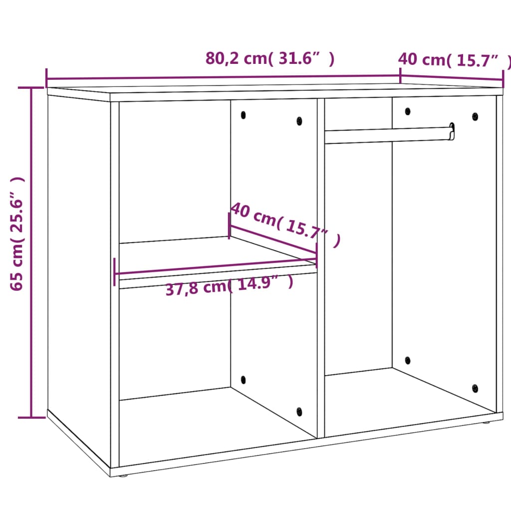 Regal für Schminktisch Hochglanz-Weiß 80x40x65 cm Holzwerkstoff