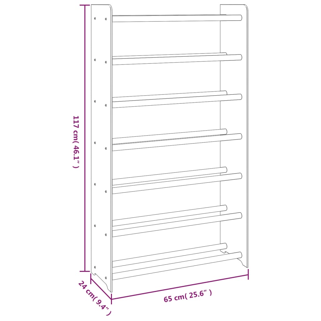 Schuhregal Braun 65x24x117 cm Holzwerkstoff