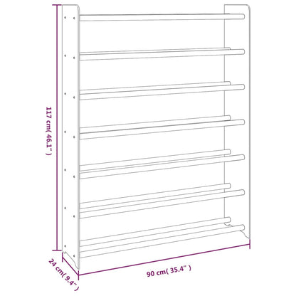 Schuhregal Grau 90x24x117 cm Holzwerkstoff