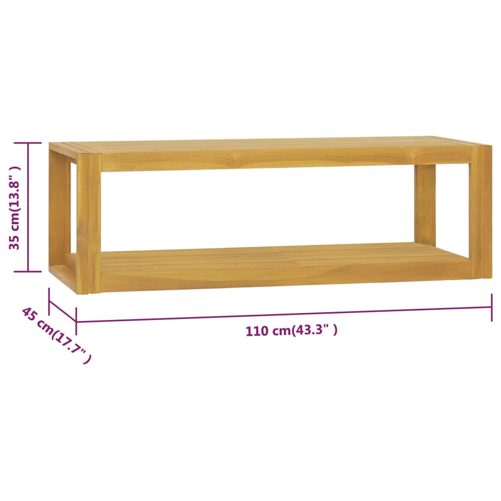 Wand-Badregal 110x45x35 cm Massivholz Teak