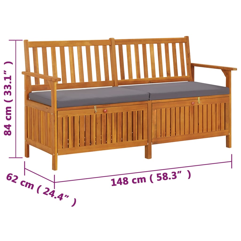 Truhenbank mit Kissen 148 cm Massivholz Akazie