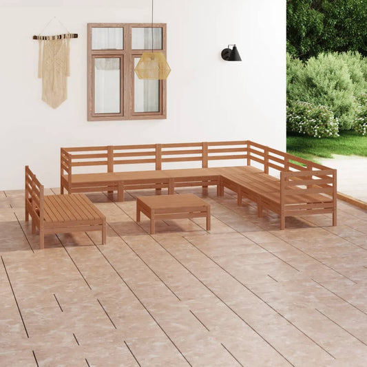 10-tlg. Garten-Lounge-Set Massivholz Kiefer Honigbraun