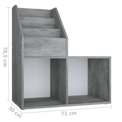 Kinder-Bücherregal Betongrau 71x30x78,5 cm Holzwerkstoff