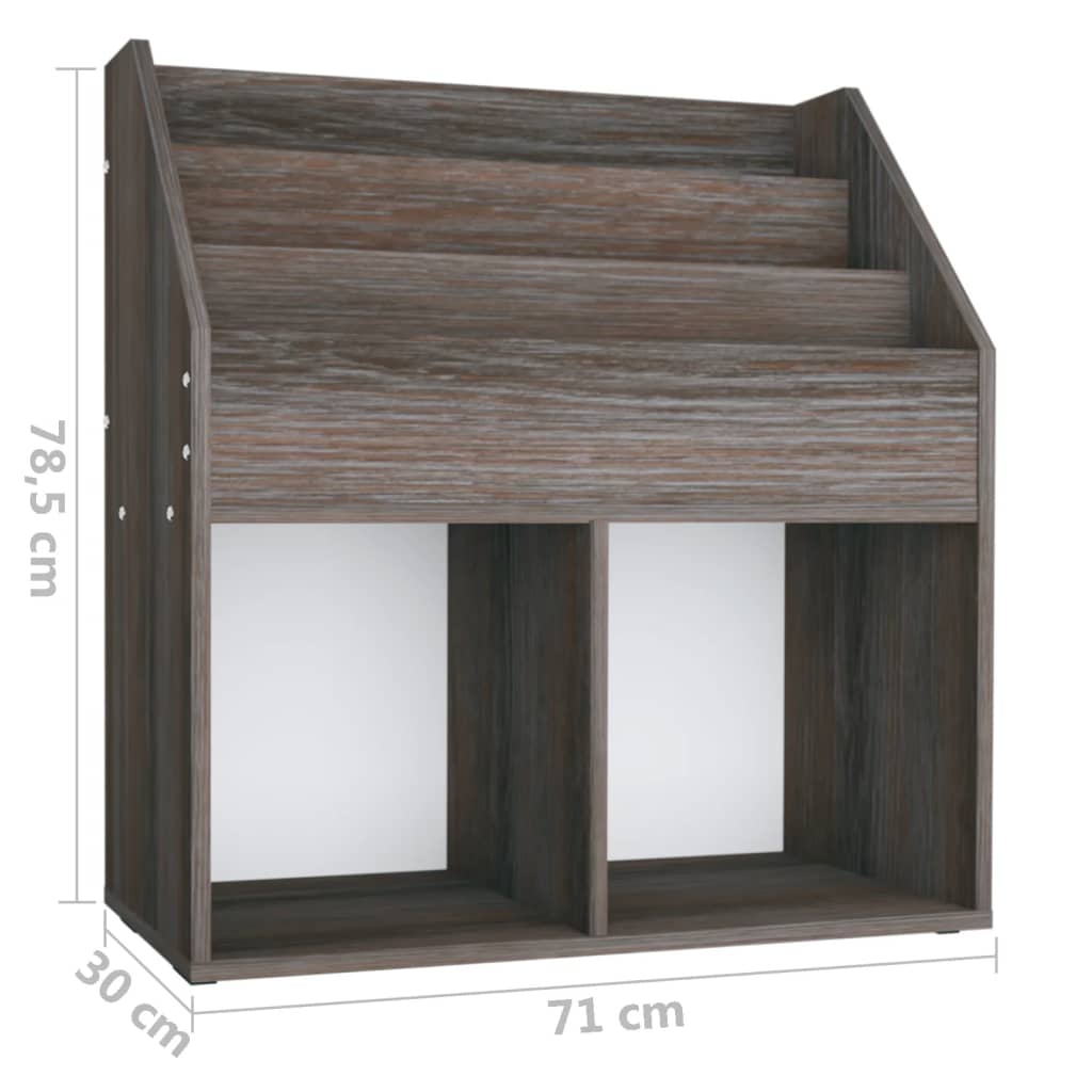 Kinder-Bücherregal Grau Sonoma-Eiche 71x30x78,5cm Holzwerkstoff