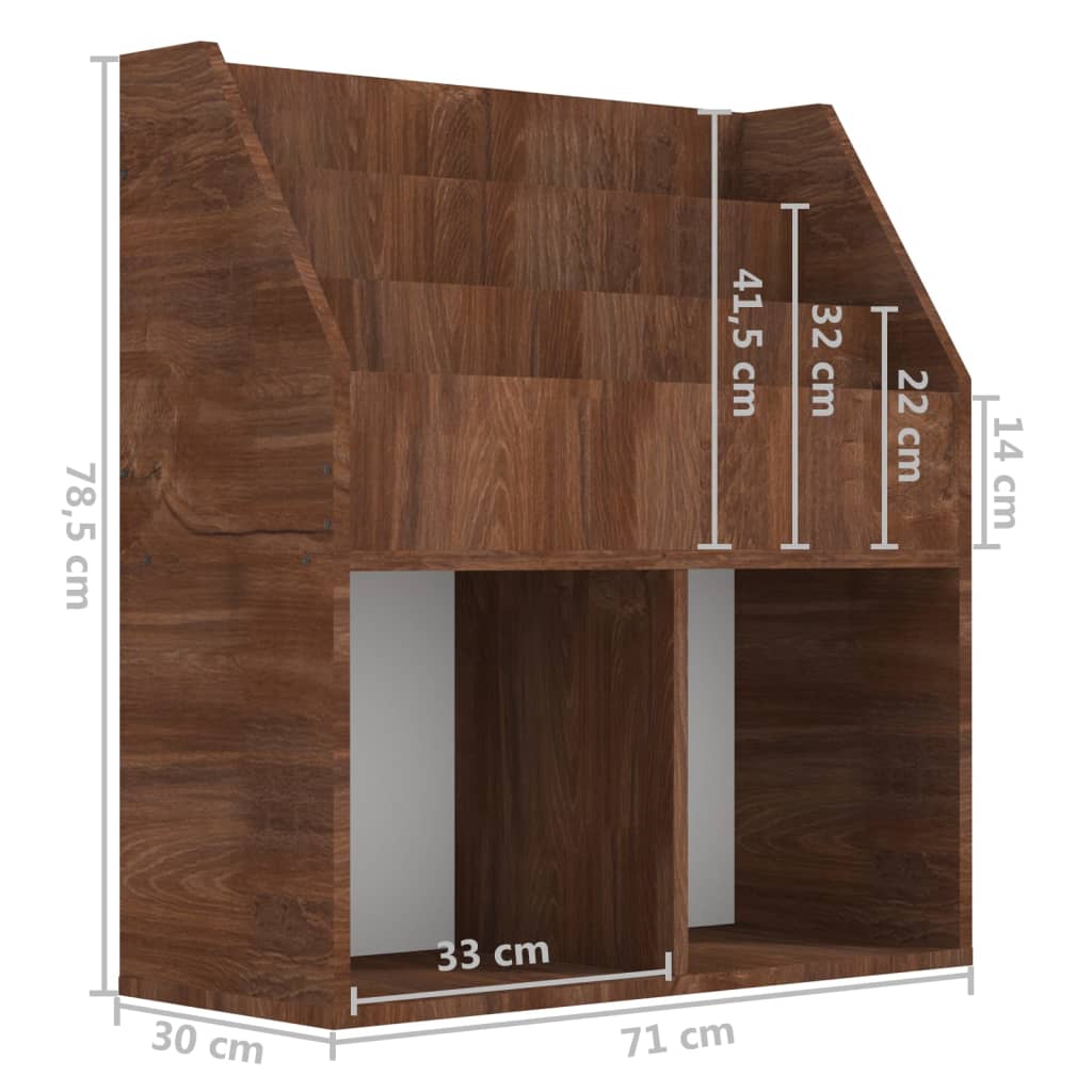 Kinder-Bücherregal Braun Eiche 71x30x78,5 cm Holzwerkstoff