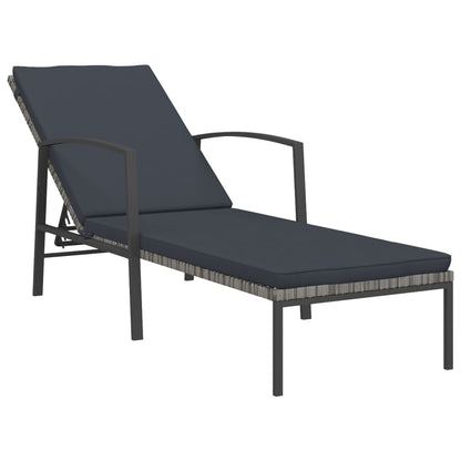 Sonnenliegen 2 Stk. mit Tisch Poly Rattan Grau