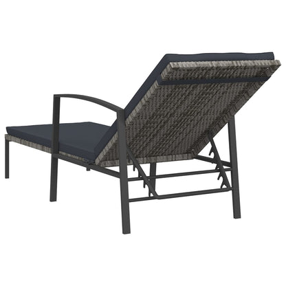 Sonnenliegen 2 Stk. mit Tisch Poly Rattan Grau