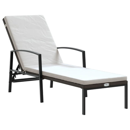 Sonnenliegen 2 Stk. mit Tisch Poly Rattan Braun