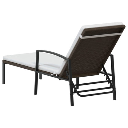 Sonnenliegen 2 Stk. mit Tisch Poly Rattan Braun