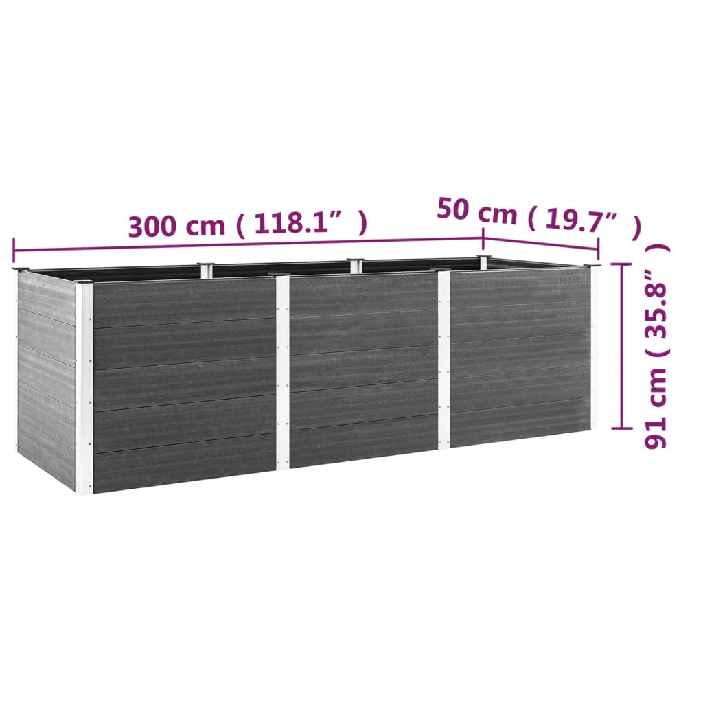 Hochbeet Grau 300x50x91 cm WPC