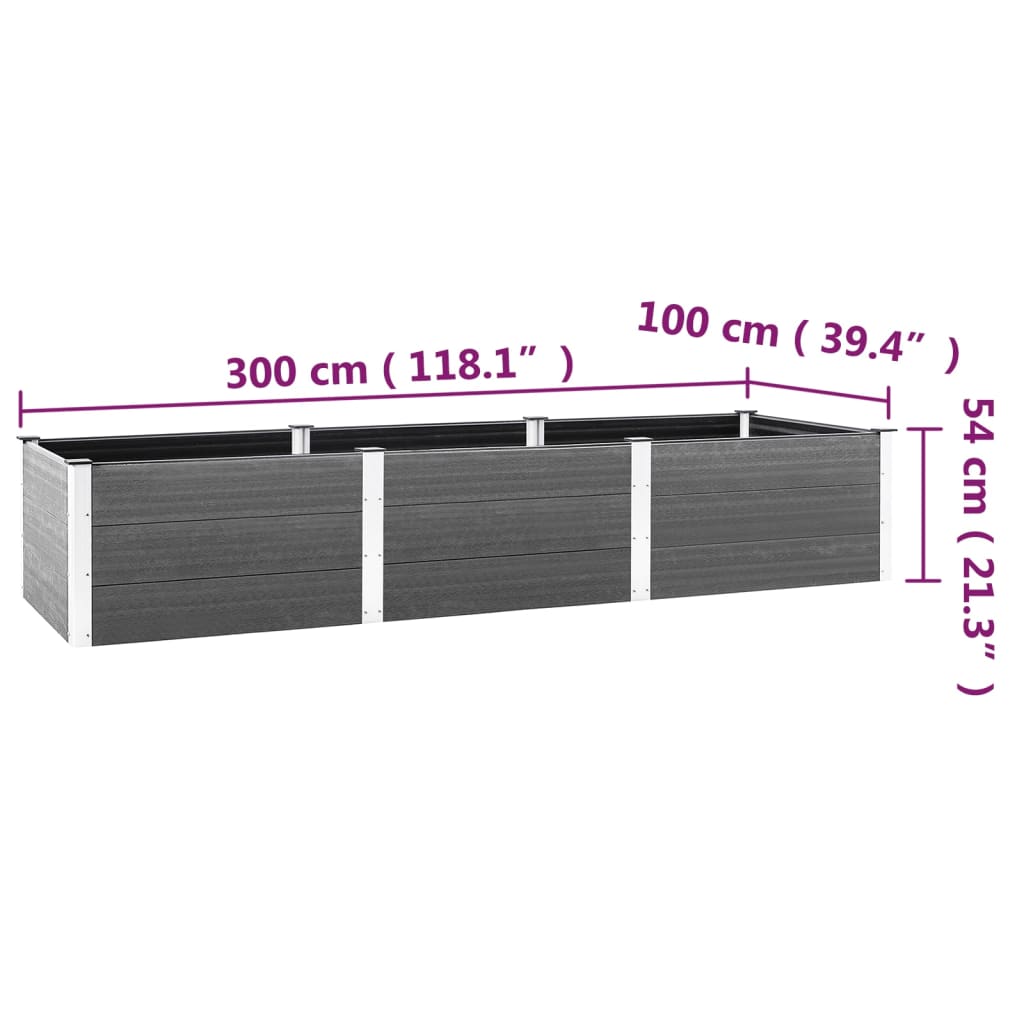 Hochbeet Grau 300x100x54 cm WPC