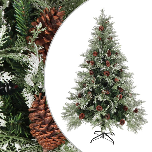 Weihnachtsbaum mit Zapfen Grün und Weiß 150 cm PVC & PE