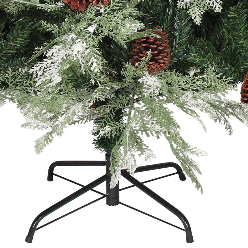 Weihnachtsbaum mit Zapfen Grün und Weiß 150 cm PVC & PE