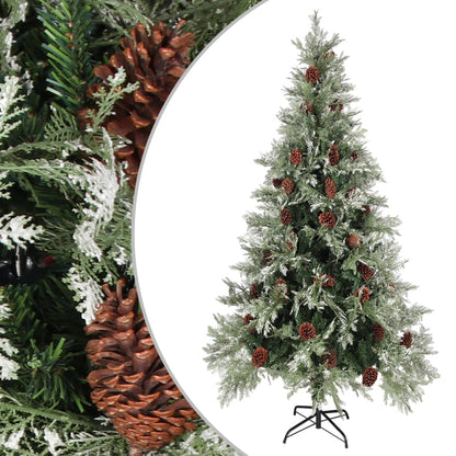 Weihnachtsbaum mit Zapfen Grün und Weiß 225 cm PVC & PE