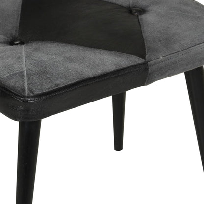 Sessel mit Hocker Schwarz Echtleder und Canvas