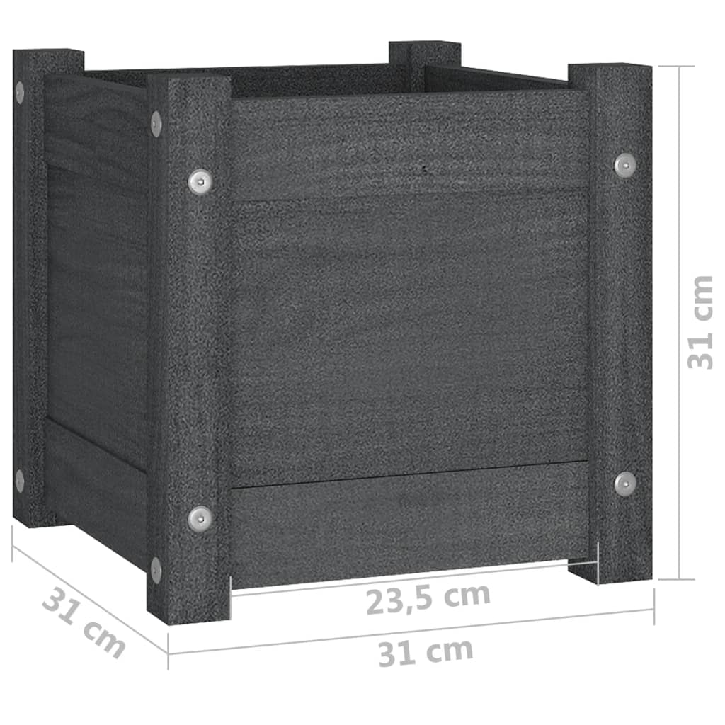 Pflanzkübel Grau 31x31x31 cm Massivholz Kiefer