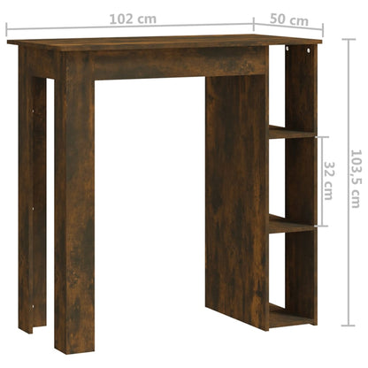 Bartisch mit Regal Räuchereiche 102x50x103,5 cm Holzwerkstoff