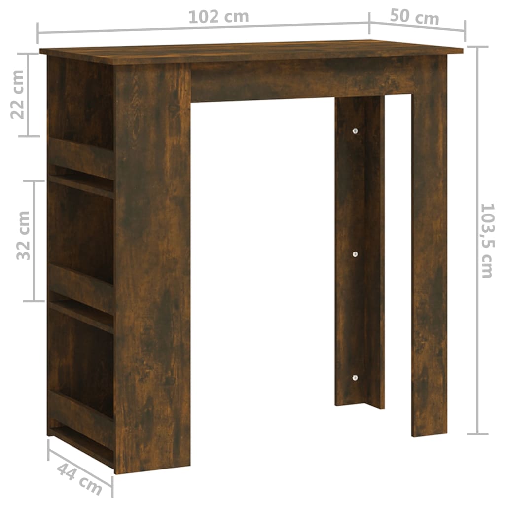 Bartisch mit Regal Räuchereiche 102x50x103,5cm Holzwerkstoff